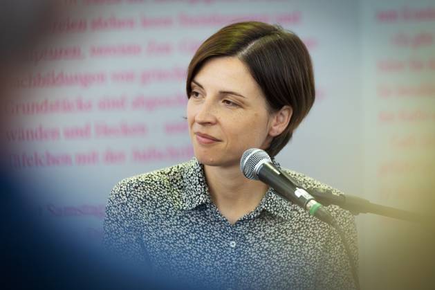 Frankfurt Book Fair 2025 The winner of the German Book Prize, Dorothee Elmiger, at the Pro Helvetia Swiss Arts Council stand Frankfurt Book Fair on October 16, 2025 , Frankfurt am Main Hesse Germany Exhibition Grounds