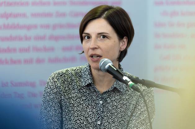 Frankfurt Book Fair 2025 The winner of the German Book Prize, Dorothee Elmiger, at the Pro Helvetia Swiss Arts Council stand Frankfurt Book Fair on October 16, 2025 , Frankfurt am Main Hesse Germany Exhibition Grounds