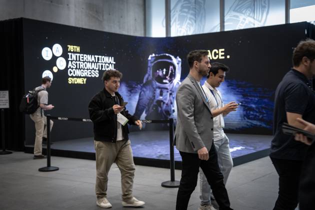 76th International Astronautical Congress in Sydney SYDNEY, AUSTRALIA - OCTOBER 2: People explore exhibitions in the foyer area and take part in space-themed interactive experiences during the Public Day event of the 76th International Astronautical Congress (IAC 2025) in Sydney, Australia on October 2, 2025. The congress concluded with a flag handover ceremony to Turkiye, which will host the 77th edition of the event next year. Organized under the theme Sustainable Space: Resilient Earth from September 29 to October 3, the congress brought together thousands of participants from the global space community. Ozge Elif Kizil Anadolu Sydney Australia. Editorial use only. Please get in touch for any other usage. Copyright: x2025xAnadoluxOzgexElifxKizilx