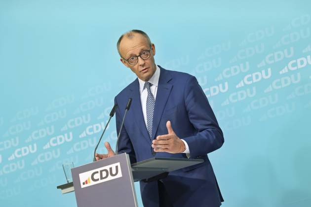 Federal Chancellor Friedrich Merz at the press conference in the CDU Konrad Adenauer Haus The CDU concludes its closed conference, which focuses on the strategy for the five state elections next year The main issue is how to counter the main opponent, the AfD Berlin 20 10 25 Federal Chancellor Merz and Secretary General Linnemann at a press conference in Berlin
