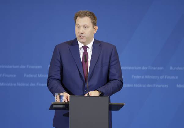 Lars Klingbeil Federal Minister of Finance, Germany, Berlin, BMF, Press conference BM Klingbeil, Topic 169 Tax estimate
