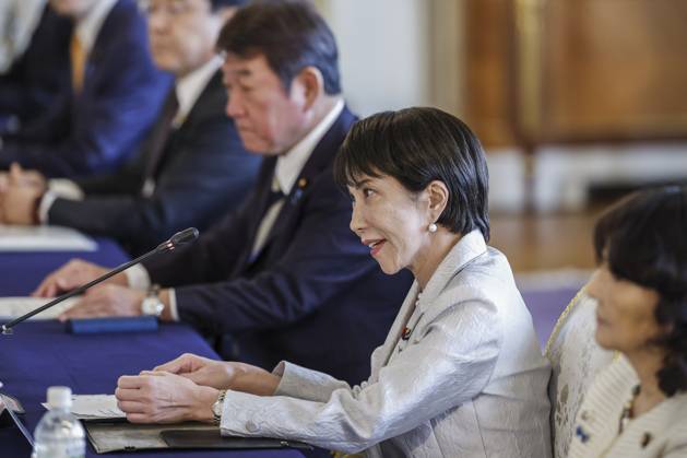 October 28, 2025, Tokyo, Japan: Japan s Prime Minister Sanae Takaichi speaks during the Japan-US summit meeting with US President Donald Trump at Akasaka Palace State Guest House in Tokyo, Japan, 28 October 2025. The US President is on a three-day visit aimed at reaffirming the Japan-US alliance. Tokyo Japan - ZUMAz114 20251028_zih_z114_025 Copyright: xPOOLx