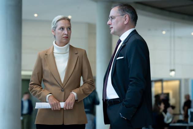 AfD, Alice Weidel, Tino Chrupalla Bundestag, Bundestag parliamentary group, AfD, press statement, chairperson, federal spokesperson, Alice Weidel, chairperson, federal spokesperson, Tino Chrupalla Berlin Berlin GER