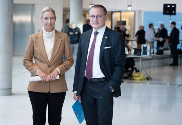 AfD, Alice Weidel, Tino Chrupalla Bundestag, Bundestag parliamentary group, AfD, press statement, chairperson, federal spokesperson, Alice Weidel, chairperson, federal spokesperson, Tino Chrupalla Berlin Berlin GER