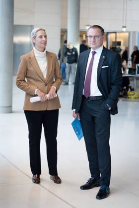 AfD, Alice Weidel, Tino Chrupalla Bundestag, Bundestag parliamentary group, AfD, press statement, chairperson, federal spokesperson, Alice Weidel, chairperson, federal spokesperson, Tino Chrupalla Berlin Berlin GER