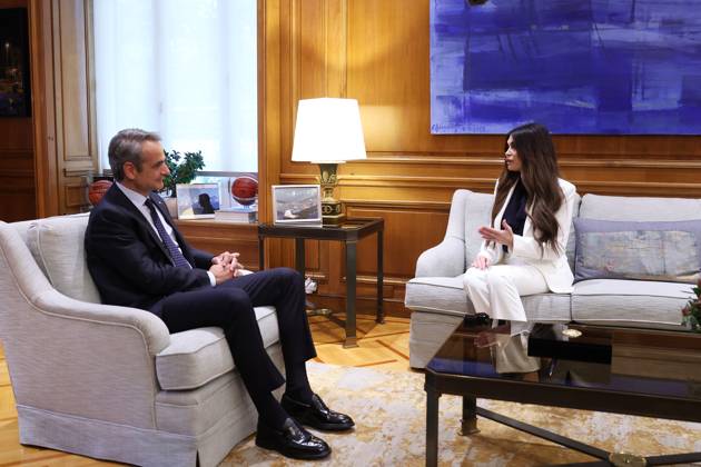 Greek PM Mitsotakis - US Ambassador to Greece Kimberly Guilfoyle meeting in Athens ATHENS, GREECE - NOVEMBER 5: Greek Prime Minister Kyriakos Mitsotakis (L) meets with new US Ambassador to Greece, Kimberly Guilfoyle (R) at Maximos mansion, in Athens, Greece, on November 5, 2025. Costas Baltas Anadolu Athens Greece. Editorial use only. Please get in touch for any other usage.  Copyright: x2025xAnadoluxCostasxBaltasx