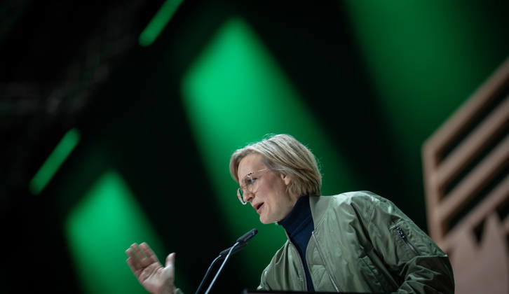 Franziska Brantner, Federal Chairwoman, during her speech to the Bündnis 90 Die Grünen Federal Party Conference 51 Federal Delegates Conference in Hanover, Hanover Lower Saxony Germany Trade Fair, Hall 7