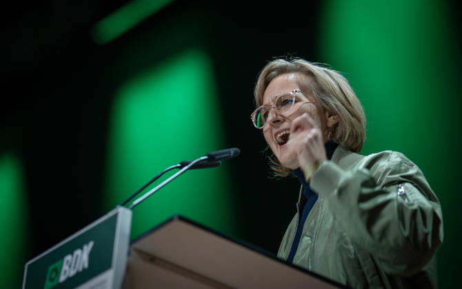 Franziska Brantner, Federal Chairwoman, during her speech to the Bündnis 90 Die Grünen Federal Party Conference 51 Federal Delegates Conference in Hanover, Hanover Lower Saxony Germany Trade Fair, Hall 7