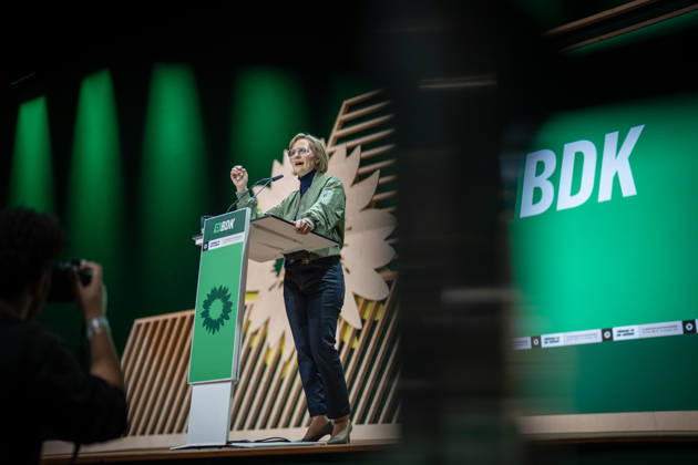 Franziska Brantner, Federal Chairwoman, during her speech to the Bündnis 90 Die Grünen Federal Party Conference 51 Federal Delegates Conference in Hanover, Hanover Lower Saxony Germany Trade Fair, Hall 7