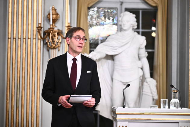 STOCKHOLM, SWEDEN 20251207 Mats Malm, Permanent Secretary of the Swedish Academy, Nobel Laureate in Literature, delivers his Nobel Prize Lecture in the Stock Exchange Hall of the Swedish Academy, Stockholm, Sweden, December 7, 2025 STOCKHOLM SWEDEN x10090x  Copyright: xClaudioxBresciani TTx NOBELFÖRELÄSNING LITTERATUR 2025 PKSnTcawC98