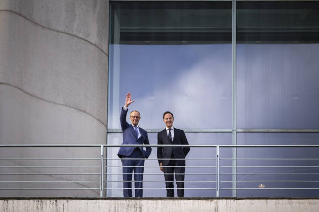 L R Friedrich Merz CDU , Federal Chancellor, and Mark Rutte, Secretary General of NATO during a meeting on the balcony of the Federal Chancellery in Berlin, 11 12 2025 Berlin Germany Copyright: xAmreixSchulzx