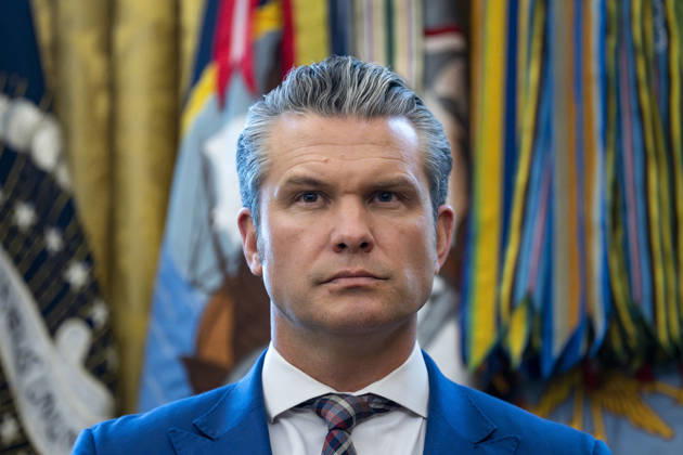 United States Secretary of War Pete Hegseth looks on as US President Donald J Trump speaks before presenting Mexican Border Defense Medals to 13 service members during a ceremony in the Oval Office of the White House in Washington, DC, USA, on Monday, December 15, 2025. Copyright: xBonniexCashx xPoolxviaxCNPx MediaPunchx