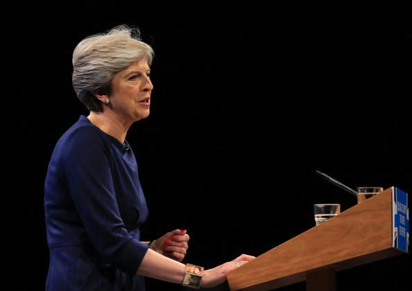 British Conservative Party Annual Conference 2017 MANCHESTER, UNITED KINGDOM - OCTOBER 04: British Prime Minister and leader of the Conservative Party Theresa May MP speaks during her keynote speech on the final day of the annual Conservative Party Conference in Manchester, north west England on October 04, 2017. Manchester Ingiltere. Editorial use only. Please get in touch for any other usage.  Copyright: x2025xAnadoluxLindseyxParnabyx