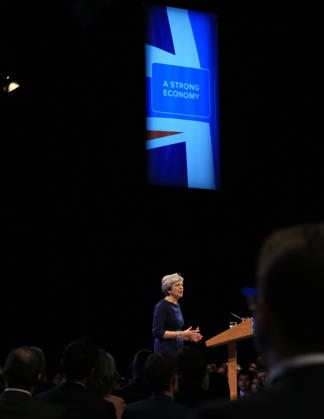 British Conservative Party Annual Conference 2017 MANCHESTER, UNITED KINGDOM - OCTOBER 04: British Prime Minister and leader of the Conservative Party Theresa May MP speaks during her keynote speech on the final day of the annual Conservative Party Conference in Manchester, north west England on October 04, 2017. Manchester Ingiltere. Editorial use only. Please get in touch for any other usage.  Copyright: x2025xAnadoluxLindseyxParnabyx
