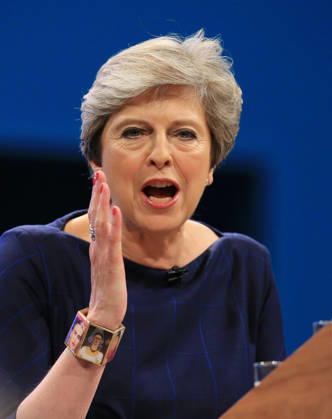British Conservative Party Annual Conference 2017 MANCHESTER, UNITED KINGDOM - OCTOBER 04: British Prime Minister and leader of the Conservative Party Theresa May MP speaks during her keynote speech on the final day of the annual Conservative Party Conference in Manchester, north west England on October 04, 2017. Manchester Ingiltere. Editorial use only. Please get in touch for any other usage.  Copyright: x2025xAnadoluxLindseyxParnabyx