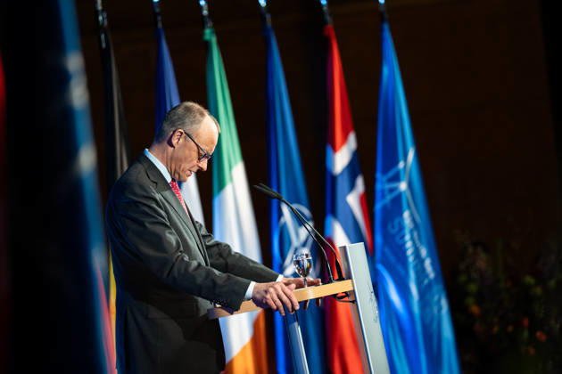 Federal Chancellor Friedrich Merz gives a speech in Hamburg City Hall to the participants of the 3rd North Sea Summit 2026 in Hamburg, Germany 3 North Sea Summit 2026 in Hamburg, Germany, Hamburg Hamburg Germany City Hall, Townhall