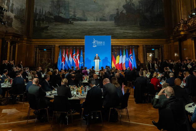 Federal Chancellor Friedrich Merz gives a speech in Hamburg City Hall to the participants of the 3rd North Sea Summit 2026 in Hamburg, Germany 3 North Sea Summit 2026 in Hamburg, Germany, Hamburg Hamburg Germany City Hall, Townhall