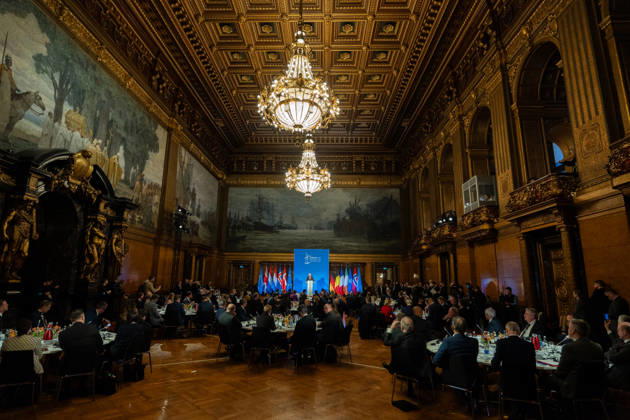Federal Chancellor Friedrich Merz gives a speech in Hamburg City Hall to the participants of the 3rd North Sea Summit 2026 in Hamburg, Germany 3 North Sea Summit 2026 in Hamburg, Germany, Hamburg Hamburg Germany City Hall, Townhall