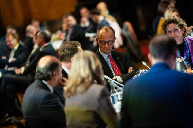 Federal Chancellor Friedrich Merz gives a speech in Hamburg City Hall to the participants of the North Sea Summit, after his speech together with participants 3rd North Sea Summit 2026 in Hamburg, Germany 3 North Sea Summit 2026 in Hamburg, Germany, Hamburg Hamburg Germany City Hall, Townhall
