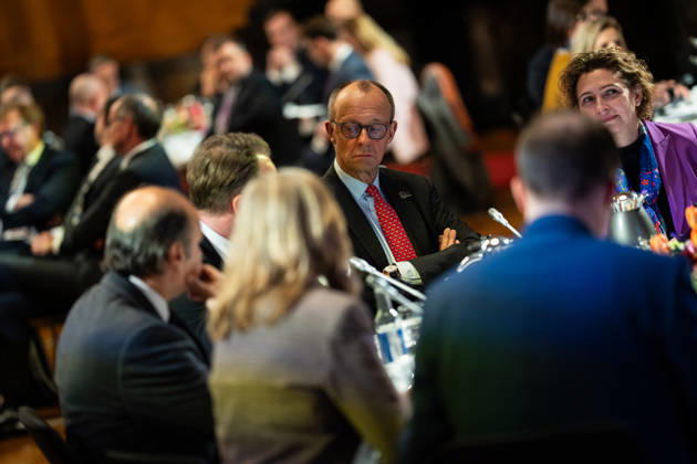 Federal Chancellor Friedrich Merz gives a speech in Hamburg City Hall to the participants of the North Sea Summit, after his speech together with participants 3rd North Sea Summit 2026 in Hamburg, Germany 3 North Sea Summit 2026 in Hamburg, Germany, Hamburg Hamburg Germany City Hall, Townhall