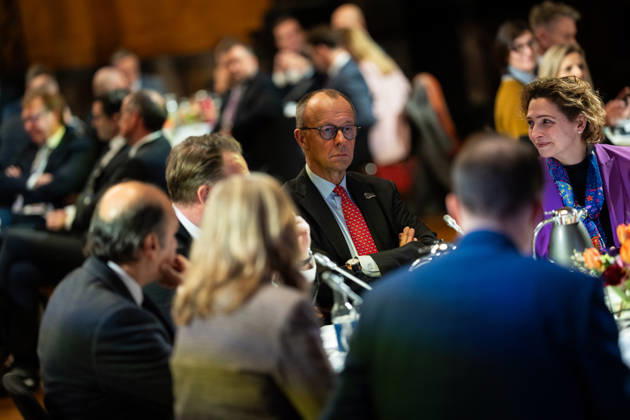 Federal Chancellor Friedrich Merz gives a speech in Hamburg City Hall to the participants of the North Sea Summit, after his speech together with participants 3rd North Sea Summit 2026 in Hamburg, Germany 3 North Sea Summit 2026 in Hamburg, Germany, Hamburg Hamburg Germany City Hall, Townhall