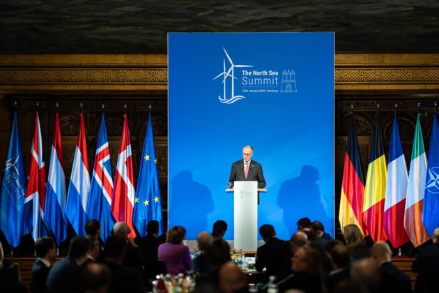 Federal Chancellor Friedrich Merz gives a speech in Hamburg City Hall to the participants of the 3rd North Sea Summit 2026 in Hamburg, Germany 3 North Sea Summit 2026 in Hamburg, Germany, Hamburg Hamburg Germany City Hall, Townhall