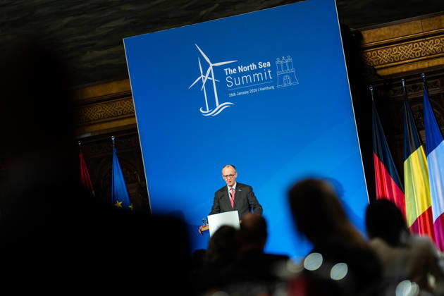 Federal Chancellor Friedrich Merz gives a speech in Hamburg City Hall to the participants of the 3rd North Sea Summit 2026 in Hamburg, Germany 3 North Sea Summit 2026 in Hamburg, Germany, Hamburg Hamburg Germany City Hall, Townhall