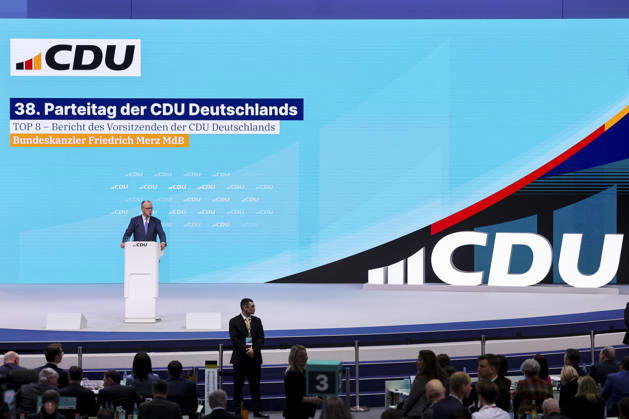 Federal Chancellor Friedrich Merz addresses the delegates, 1 day, 38 Party Congress of the CDU Germany, Landesmesse on February 20, 2026 in Stuttgart, Germany Photo by Marco Steinbrenner DeFodi Images Federal Chancellor Friedrich Merz addresses the delegates, 1 day, 38 Party Congress of the CDU Germany, Landesmesse, February 20, 2026 in Stuttga