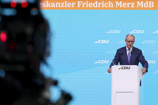 Federal Chancellor Friedrich Merz addresses the delegates, 1 day, 38 Party Congress of the CDU Germany, Landesmesse on February 20, 2026 in Stuttgart, Germany Photo by Marco Steinbrenner DeFodi Images Federal Chancellor Friedrich Merz addresses the delegates, 1 day, 38 Party Congress of the CDU Germany, Landesmesse, February 20, 2026 in Stuttga