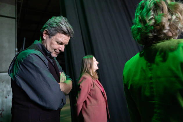 Former Federal Minister of Economics Robert Habeck in the election campaign for the state election, with Katrin Eder, top candidate and Minister for Climate Protection, Environment, Energy and Mobility of Rhineland-Pala