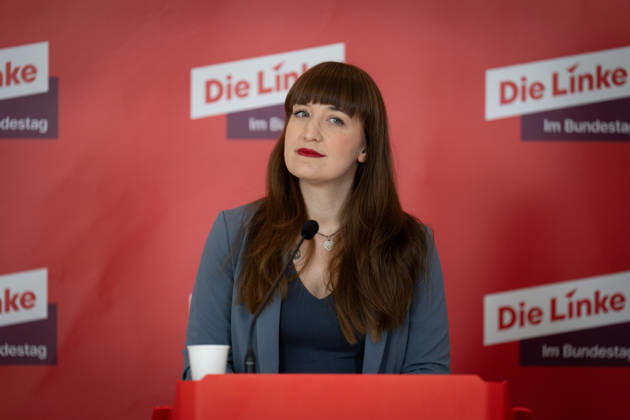 Press statement, Bundestag, parliamentary group, Die Linke press statement, Bundestag, Die Linke, parliamentary group leader, Heidi Reichinnek Berlin Berlin GER