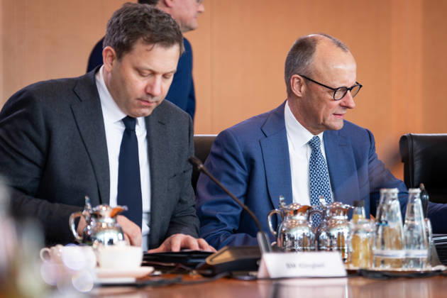 Meeting of the Federal Cabinet News,18 03 2026 Berlin, Federal Chancellor Friedrich Merz CDU together with Lars Klingbeil, Federal Minister of Finance, Vice Chancellor in the run-up to the Cabinet meeting, Meeting of the Federal Cabinet in the Federal Chancellery in Berlin Berlin Berlin Germany