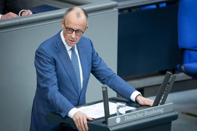 German Bundestag, 64 Plenary Session German Bundestag, 64 Federal Chancellor Friedrich Merz CDU during his government statement on the European Council at the 64th session of the German Bundestag in Berlin, 18 03 2026 Berlin Berlin Germany
