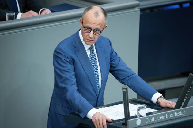 German Bundestag, 64 Plenary Session German Bundestag, 64 Federal Chancellor Friedrich Merz CDU during his government statement on the European Council at the 64th session of the German Bundestag in Berlin, 18 03 2026 Berlin Berlin Germany