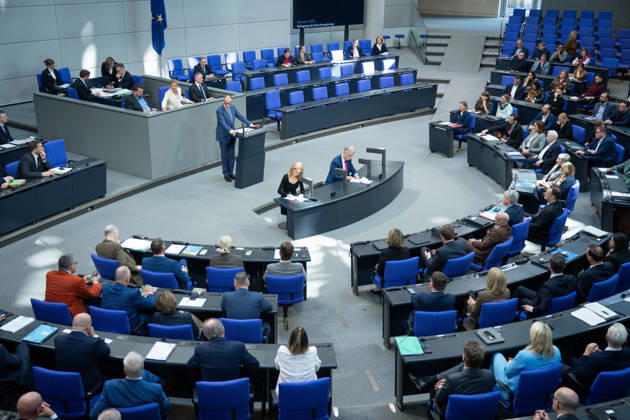 German Bundestag, 64 Plenary Session German Bundestag, 64 Federal Chancellor Friedrich Merz CDU during his government statement on the European Council at the 64th session of the German Bundestag in Berlin, 18 03 2026 Berlin Berlin Germany