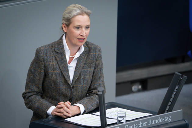 German Bundestag, 64th plenary session Alice Weidel AfD in portrait during her speech on the agenda item government statement on the European Council at the 64th session of the German Bundestag in Berlin, 18 03 2026 Berlin Berlin Germany