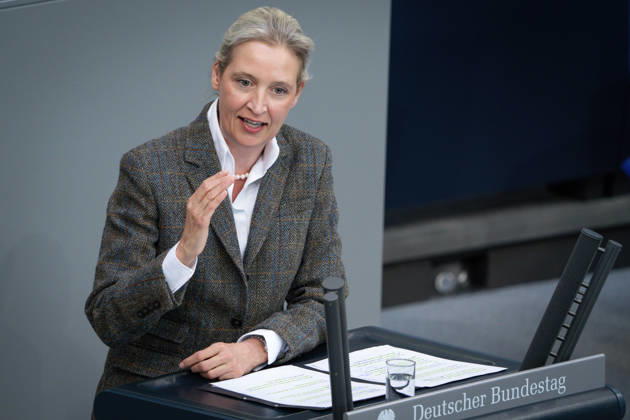 German Bundestag, 64th plenary session Alice Weidel AfD in portrait during her speech on the agenda item government statement on the European Council at the 64th session of the German Bundestag in Berlin, 18 03 2026 Berlin Berlin Germany