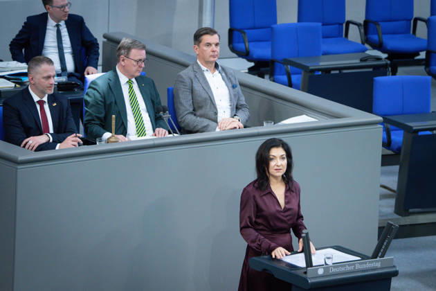 German Bundestag, 65th plenary session Katherina Reiche, Federal Minister for Economic Affairs and Energy in portrait during her speech on the agenda item fuel measures package, energy price increases at the 65th session of the German Bundestag in Berlin, 19 03 2026 Berlin Berlin