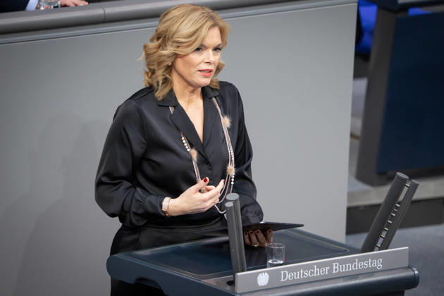 German Bundestag, 67th plenary session Julia Kloeckner CDU in portrait during her speech on the agenda item Violence against women and girls at the 67th session of the German Bundestag in Berlin, 25 03 2026 Berlin Berlin Germany