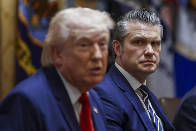 United States Secretary of War Pete Hegseth listens as US President Donald J. Trump delivers remarks during a Cabinet meeting in the Cabinet Room of the White House in Washington, DC, USA, 26 March 2026. Copyright: xWillxOliverx xPoolxviaxCNPx MediaPunchx