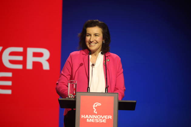 Dorothee Bär, Federal Minister of Research, Technology and Space, speaks at an event on the opening day of Hannover Messe in Hall 25, Center Stage Brazil is this years partner country of Hannover Messe Hannover, 20 04 2026 Copyright: xAgenturxMatthiasxWehnertx xM.xGränzdörferx