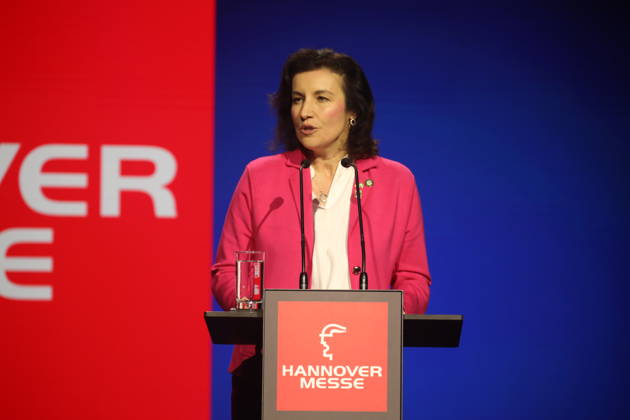 Dorothee Bär, Federal Minister of Research, Technology and Space, speaks at an event on the opening day of Hannover Messe in Hall 25, Center Stage Brazil is this years partner country of Hannover Messe Hannover, 20 04 2026 Copyright: xAgenturxMatthiasxWehnertx xM.xGränzdörferx