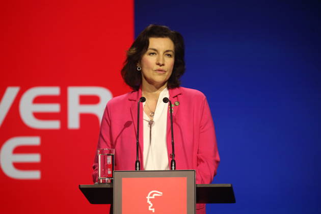 Dorothee Bär, Federal Minister of Research, Technology and Space, speaks at an event on the opening day of Hannover Messe in Hall 25, Center Stage Brazil is this years partner country of Hannover Messe Hannover, 20 04 2026 Copyright: xAgenturxMatthiasxWehnertx xM.xGränzdörferx