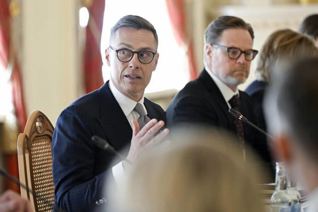 LKS 20260428 Finland s President Alexander Stubb during the delegation meeting of the state visit of the Estonian presidential couple in the Presidential Palace in Helsinki, Finland on April 28, 2026. - EMMI KORHONEN Helsinki Finland  Copyright: xEmmixKorhonenx fBLJKtS9WA4