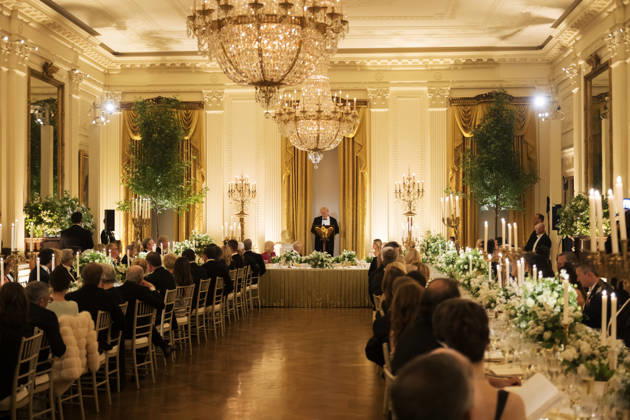 President Donald Trump gives remarks during a state dinner with Great Britain s King Charles and Queen Camilla at the White House on Tuesday, April 28, 2026 in Washington, D.C. Charles spoke to a joint session of Congress earlier in the day, and attended several events with U.S. President Donald Trump. WAX20260428236 CraigxHudson