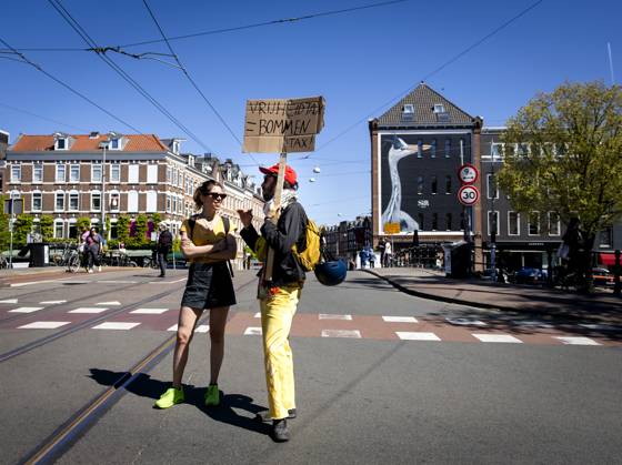 AMSTERDAM - Demonstrators during an FNV march against the coalition agreement on Labour Day. The union believes that Europe is scaling back legislation and regulations that protect workers too much. SEM VAN DER WAL ANP netherlands out - belgium out  Copyright: xx x557208796x originalFilename: 557208796