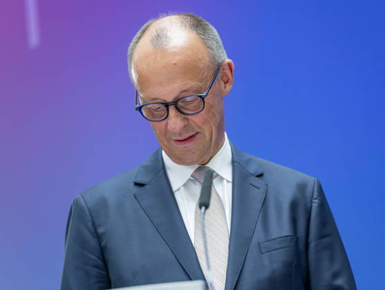 Friedrich Merz EUR, Germany, Berlin, 07 05 2026 Greeting by Federal Chancellor Friedrich Merz CDU at the festive event of the Federal Ministry for Digital and State Modernization on the occasion of its first anniversary In the presence of Karsten Wildberger CDU , Federal Minister for Digital and State Modernization Joint visit of the exhibitors