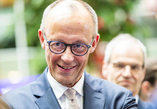 Friedrich Merz EUR, Germany, Berlin, 07 05 2026 Greeting by Federal Chancellor Friedrich Merz CDU at the festive event of the Federal Ministry for Digital and State Modernization on the occasion of its first anniversary In the presence of Karsten Wildberger CDU , Federal Minister for Digital and State Modernization Joint visit of the exhibitors