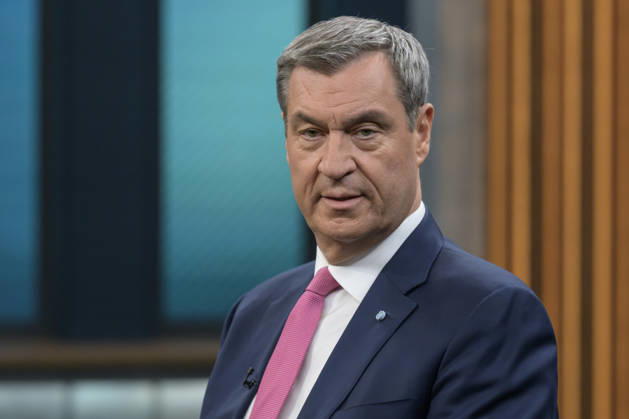 in the picture from left Markus Söder, Prime Minister of Bavaria, CSU, GER, Berlin, Studio, guest of Caren Miosga, Polittalk, TV, format, recording, recorded, Das Erste, from Adlershof at Studio 20, topic Copyright: HMBxMedia UwexKoch