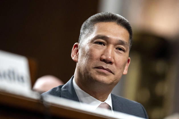 Acting Secretary of the Navy Hung Cao speaks during a Senate Armed Services Committee hearing on the Navy s defense authorization request for fiscal year 2027 in the Dirksen Senate Office Building near the U.S. Capitol in Washington, DC on Tuesday, May 19, 2026. WAP20260519380 BONNIExCASH